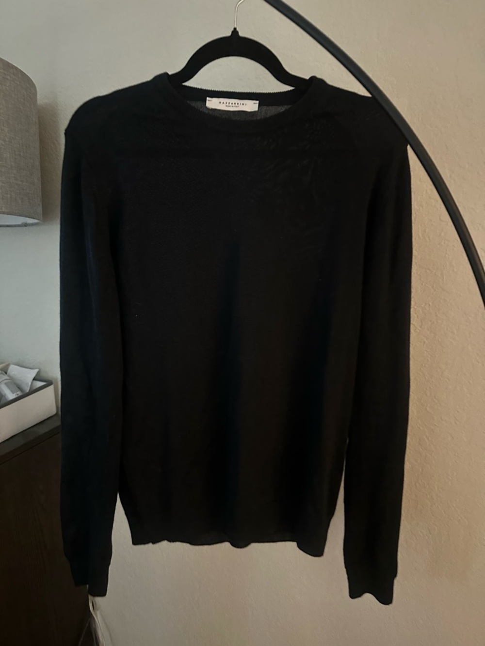 Gazzarrini Men's Black Crewneck Pullover Merino Wool